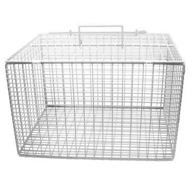 White wire cat carrier with top opening