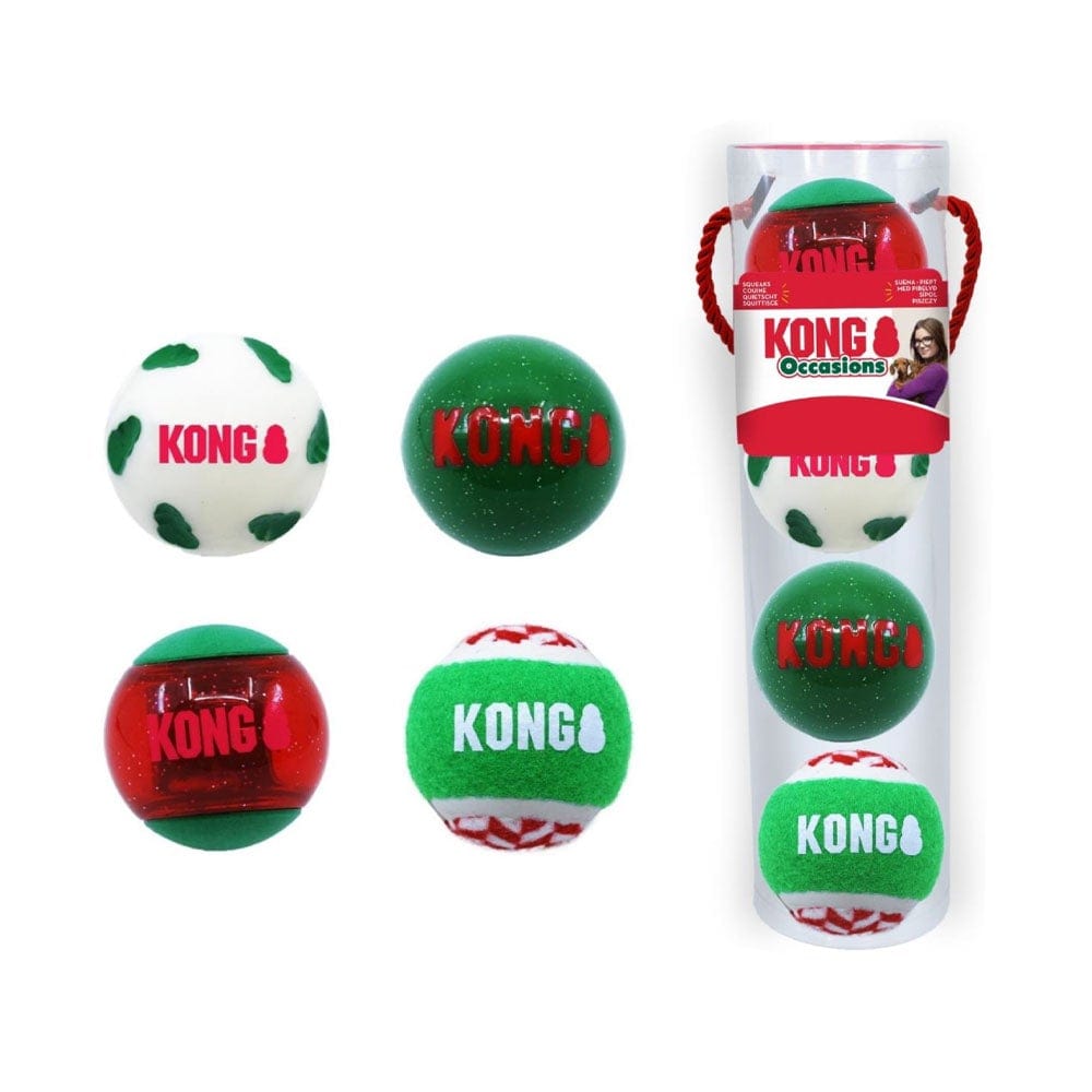 KONG Holiday Dog Occasions Balls 4pk