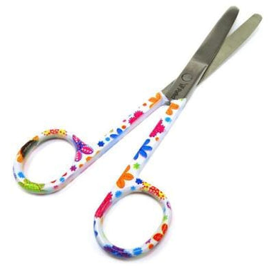 Purfect nursing scissors 5.5 inch curved, white with colourful floral pattern