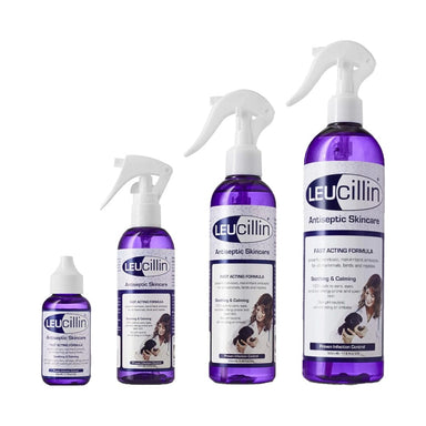 group picture of leucillin antiseptic skincare for pets 