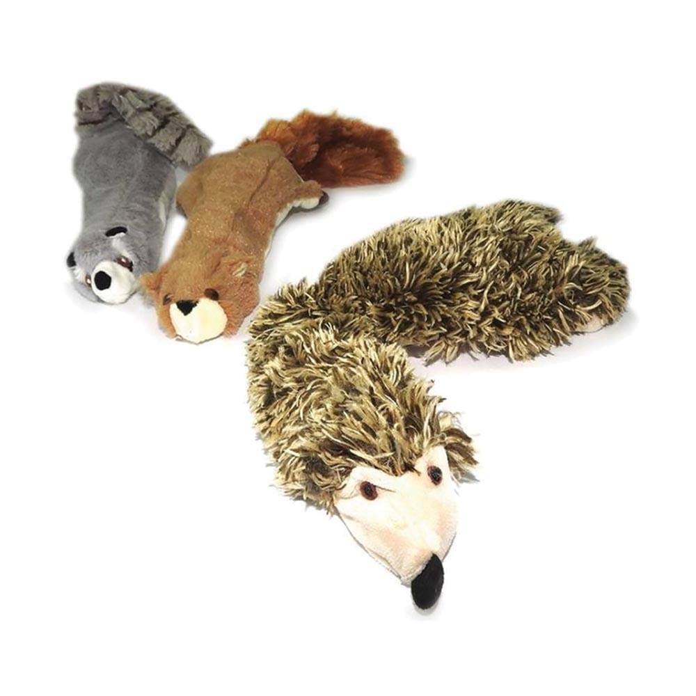 Raccoon dog toy with full body squeaker and no stuffing by Skinneeez